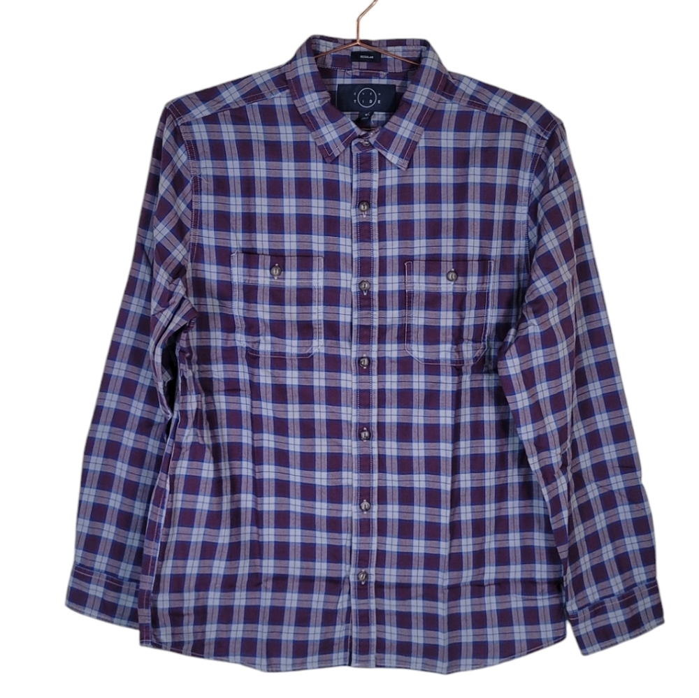 New EVEN TIDE Regular Denali Doublecloth Long Sleeve Button Front Shirt Size M